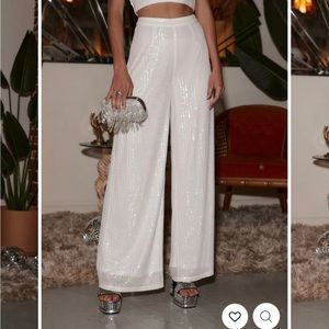 White Sequin Pants
